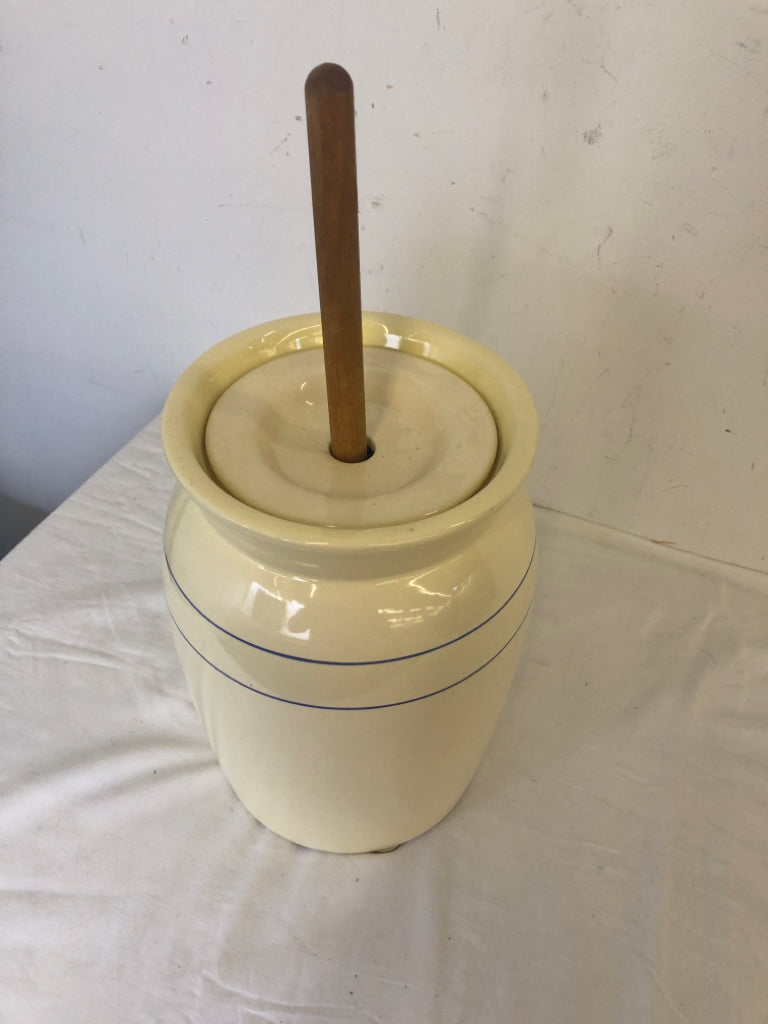 PRIMITIVE CREAM BUTTER CHURN MIALI POTTERY #2.