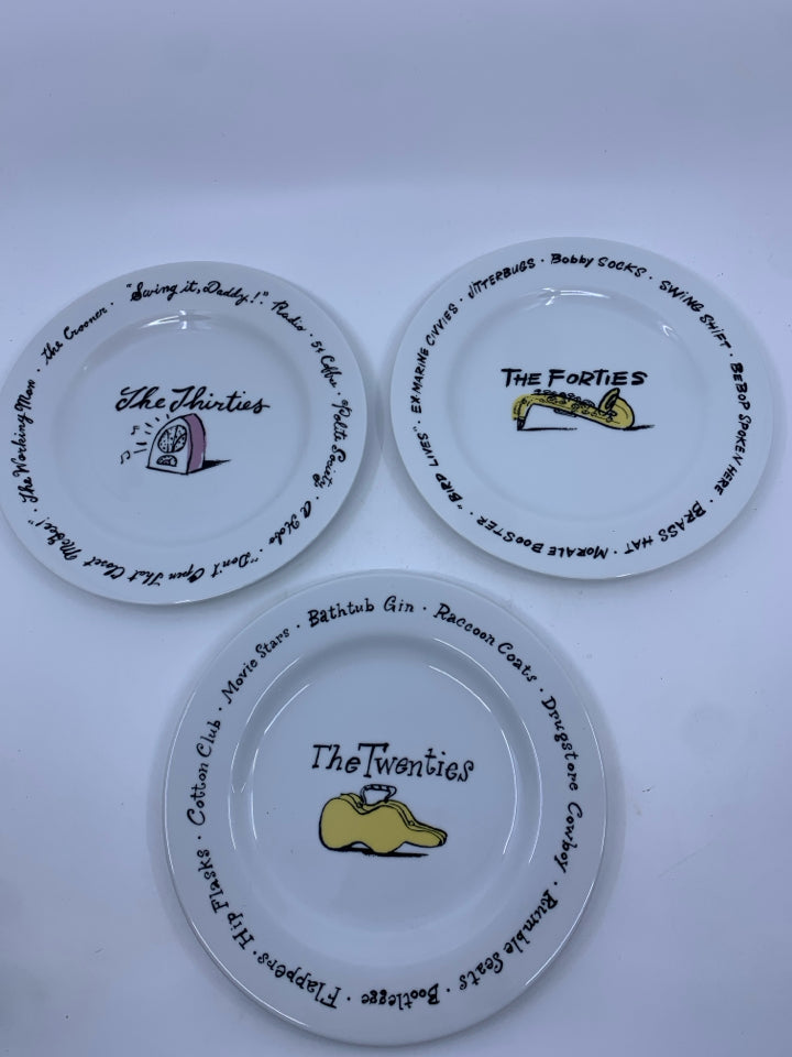 12 POTTERY BARN MILLENNIUM DECADES PLATES.