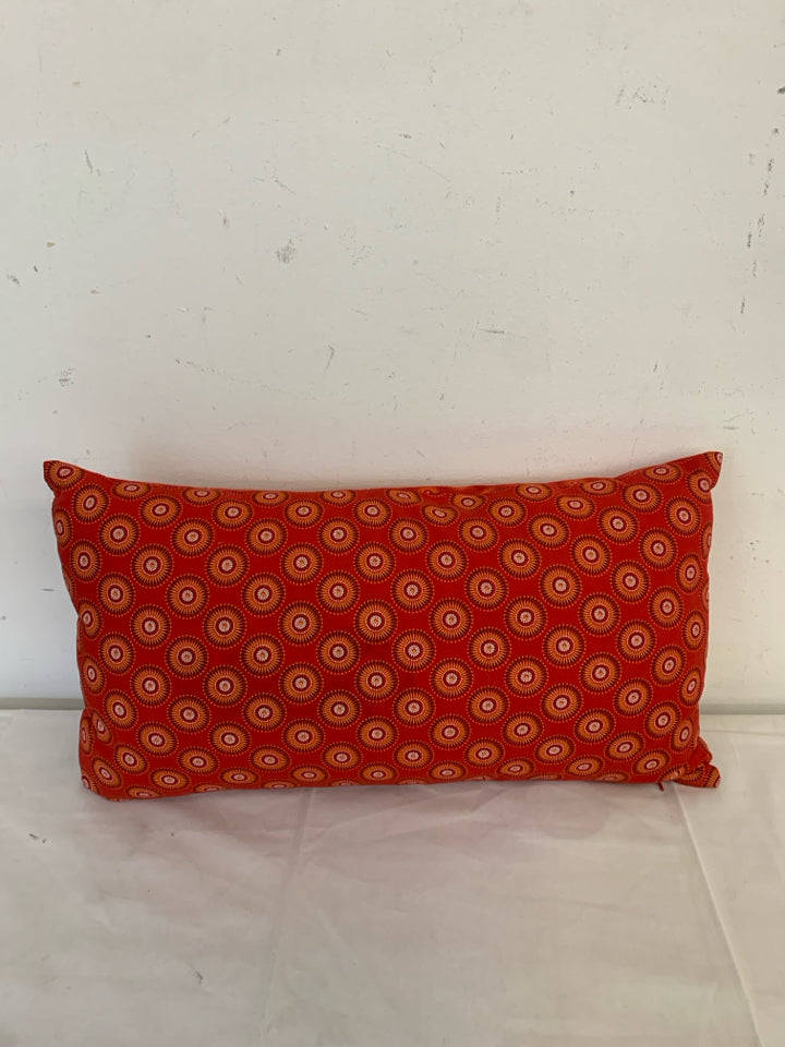 RED & ORANGE RECTANGLE PILLOW CIRCLE DESIGN.