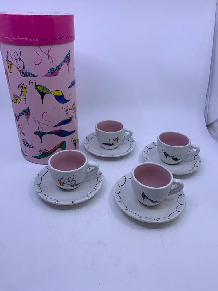 4 SHOES ESPRESSO CUP + SAUCERS- IN BOX.