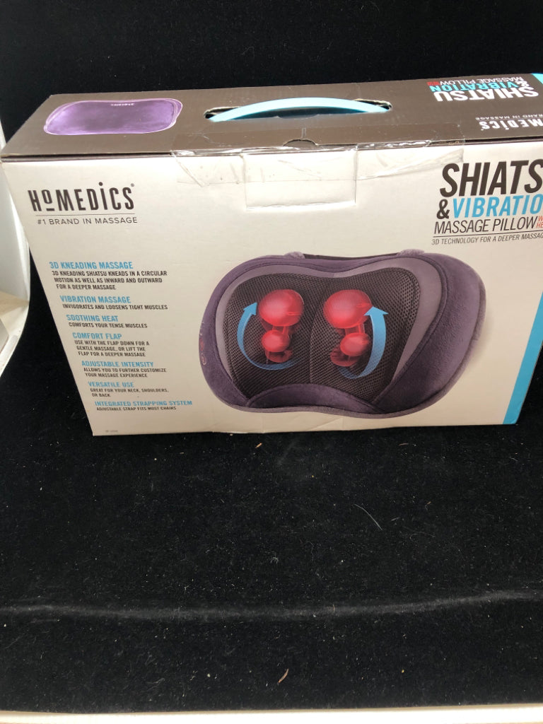 NIB HOMEMEDICS SHATSU AND VIBRATION MASSAGE PILLOW.