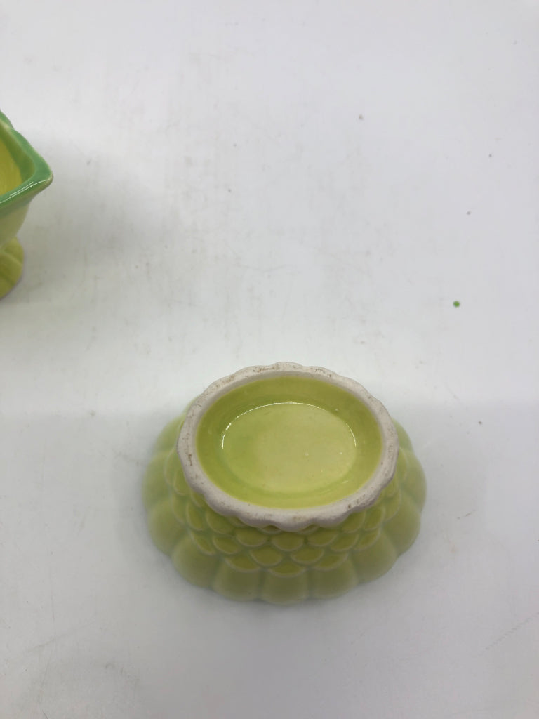 VTG LIME GREEN SUGAR AND CREAMER.