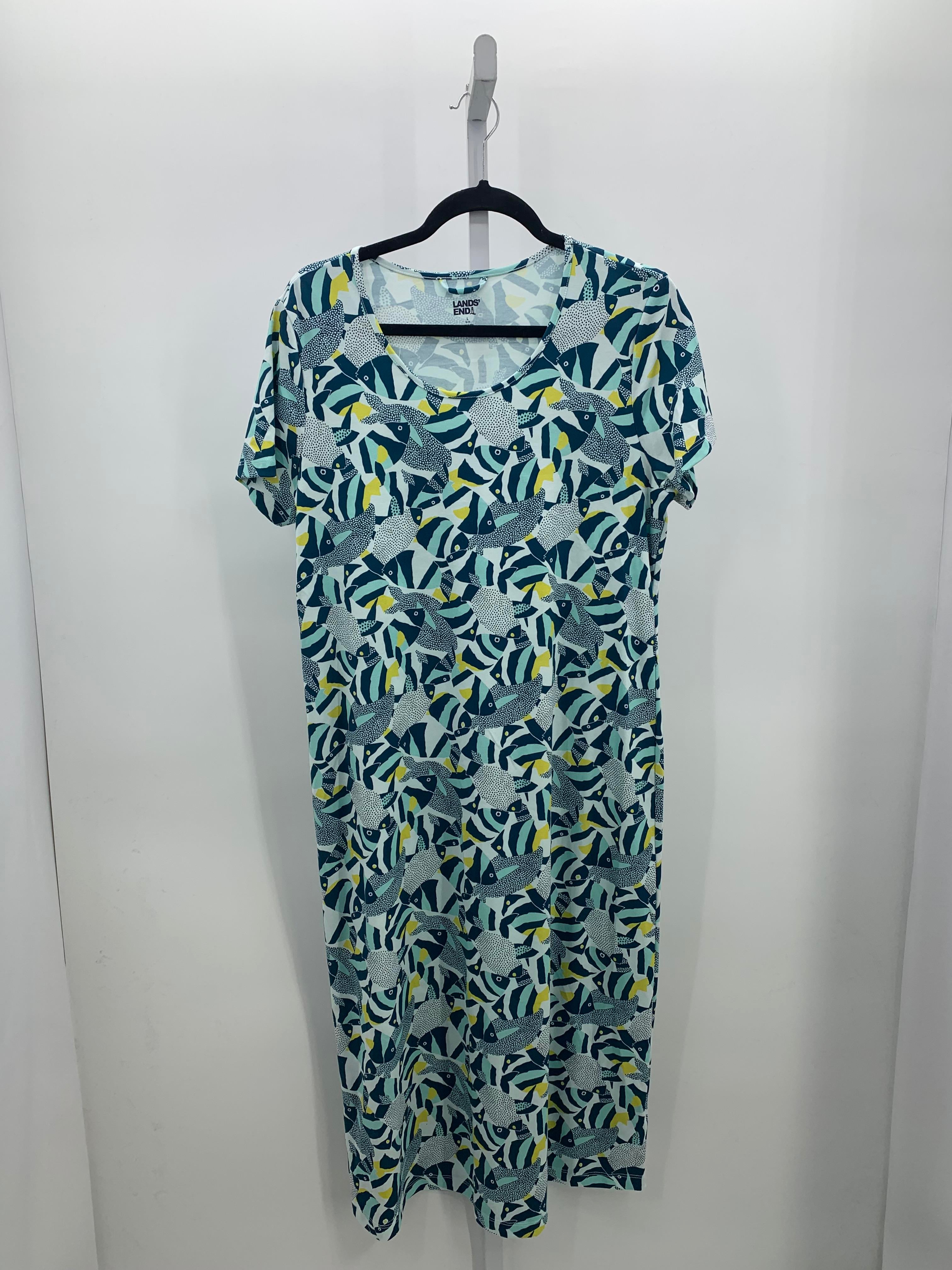 Lands End Size Large Misses Short Sleeve Dress