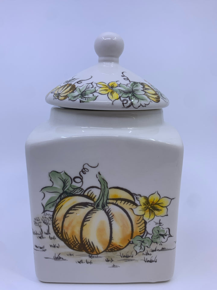 WHITE SQUARE PUMPKIN CANISTER.