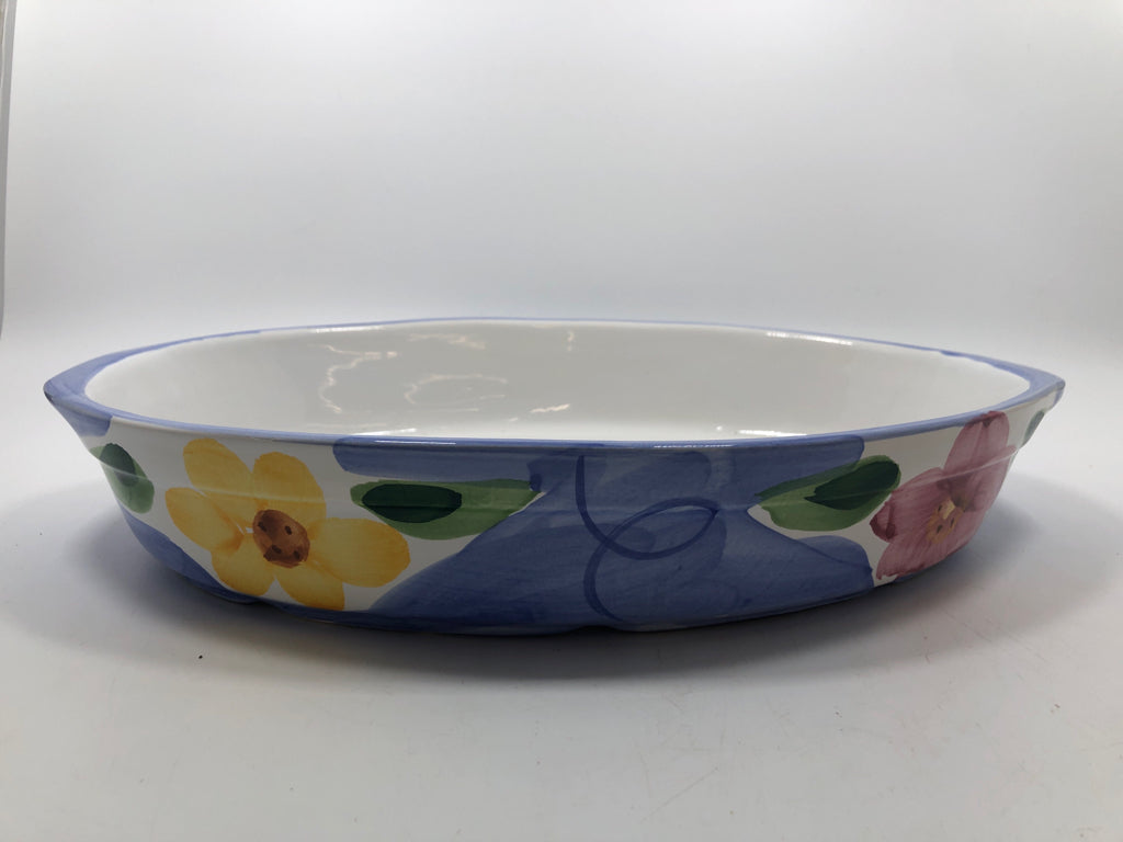 INDIGO HIMARK FLORAL CASSEROLE DISH MADE IN PORTUGAL.