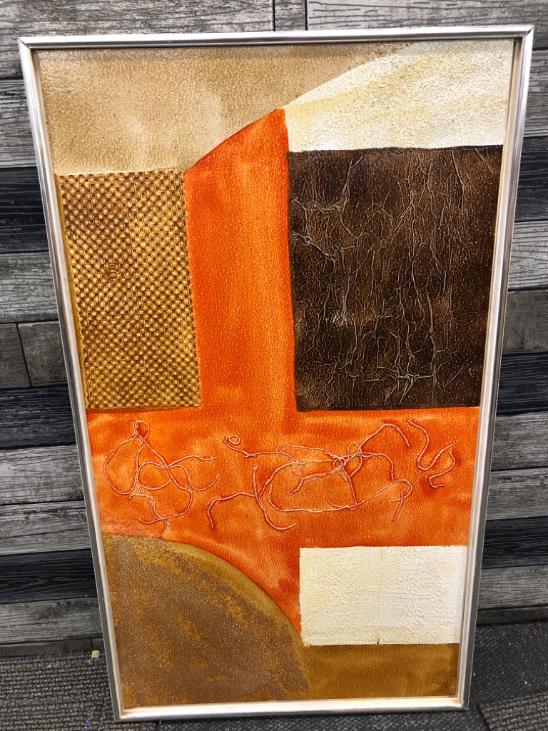 ORANGE AND BROWN ABSTRACT WALL ART.