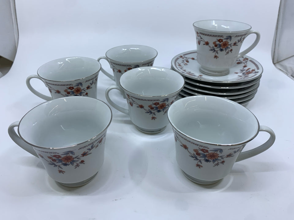 30PC DYNASTY RED FLORAL CHINA SET SERVICE FOR 6.