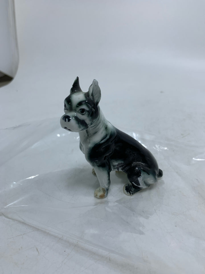 BLACK/WHITE DOG W/ POINTED EARS IN BAG.