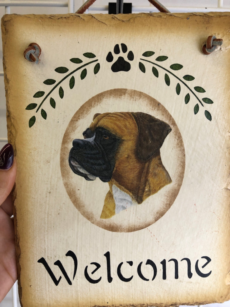 BOXER PAINTED STONE SLATE WALL ART.