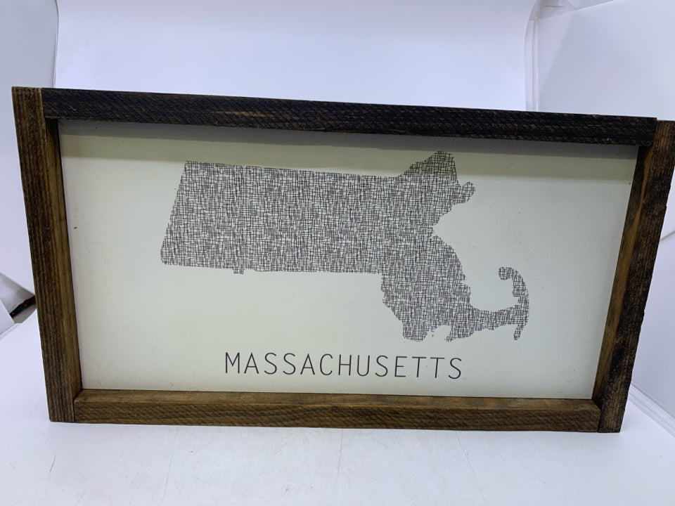 HEAVY WOOD MASSACHUSETTS WALL ART.