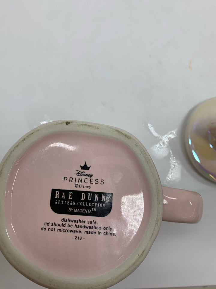 RAE DUNN PINK ARIEL MUG W/SEASHELL LID.