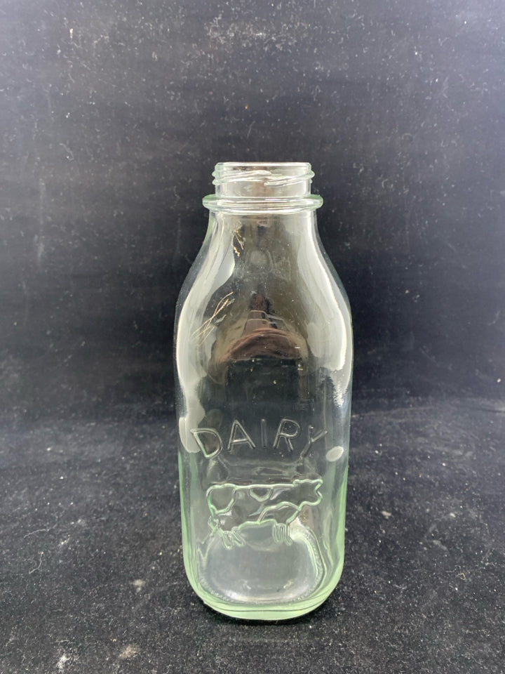 CLEAR DAIRY MILK BOTTLE- NO LID.