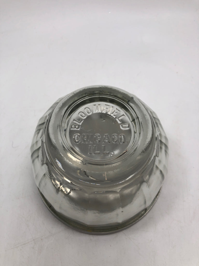 GLASS CONTAINER W/METAL LIFTING LID.