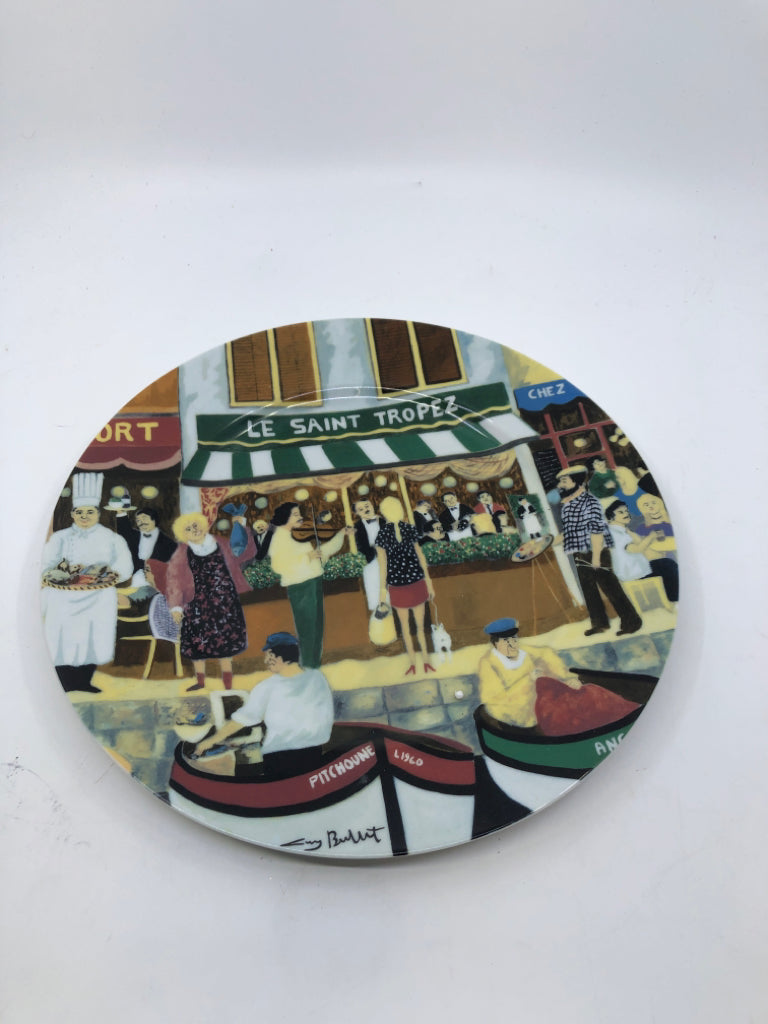 LE SAINT TROPEZ SIDEWALK SCENE PLATE.