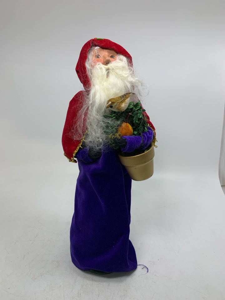 BYER'S CHOICE SANTA W/ PURPLE CLOAK HOLIDAY PLANTER CAROLER 2006.