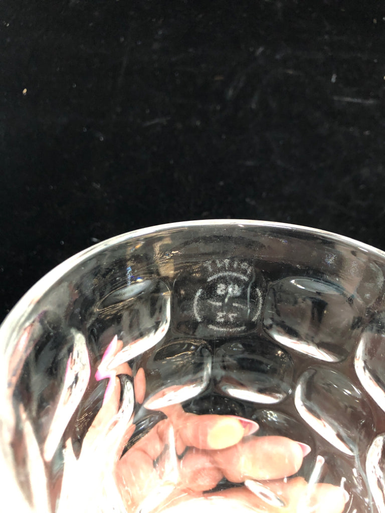 2 THUMBPRINT CUT GLASS MUGS.