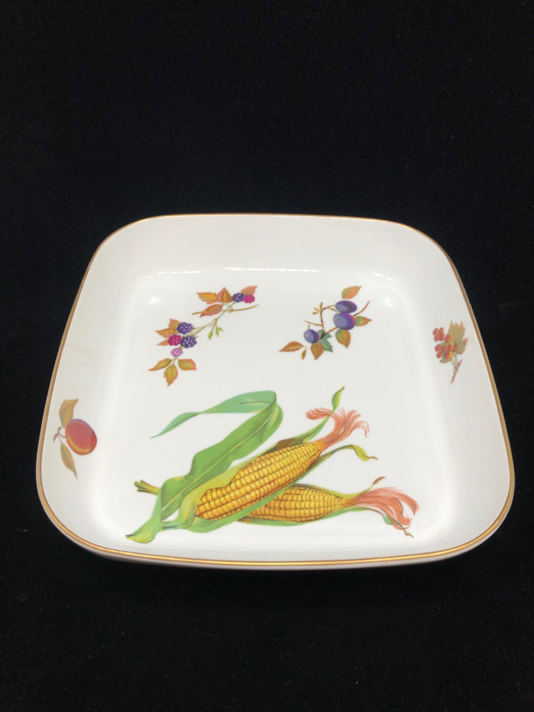 VTG CORN PAINTED SQUARE SERVING DISH.