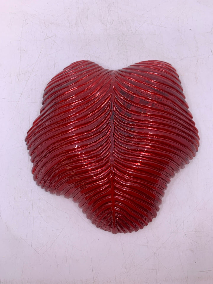 NEW RED/GOLD GLASS CANDY DISH.