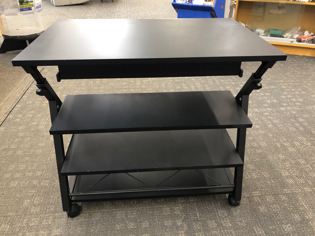SM MATTE BLACK DESK ON WHEELS.