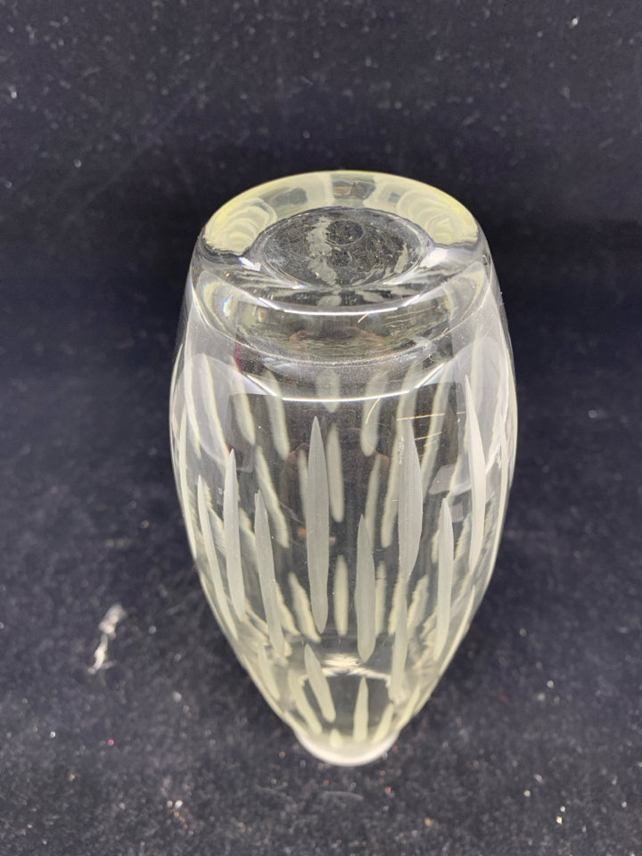 CARVED FROSTED GLASS VASE.