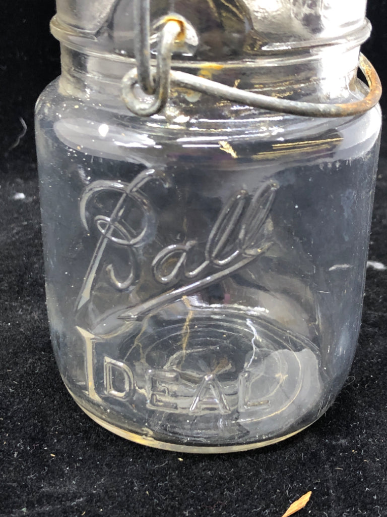 VTG BALL MASON JAR W  METAL BAIL.