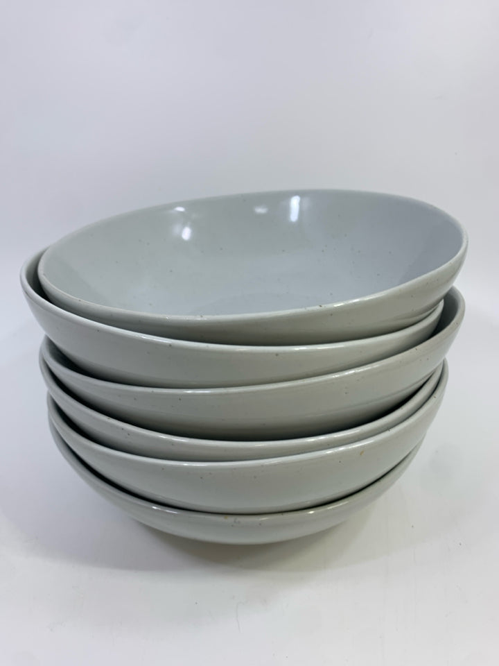 6PC GRAY GLAZED STONEWARE BOWLS AARON PROBYN.