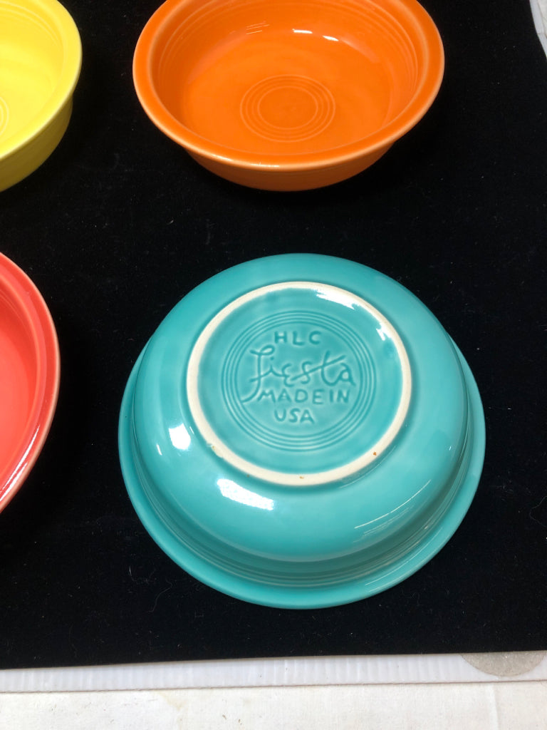 4 MULTI COLORED FIESTA WARE BOWL SET.