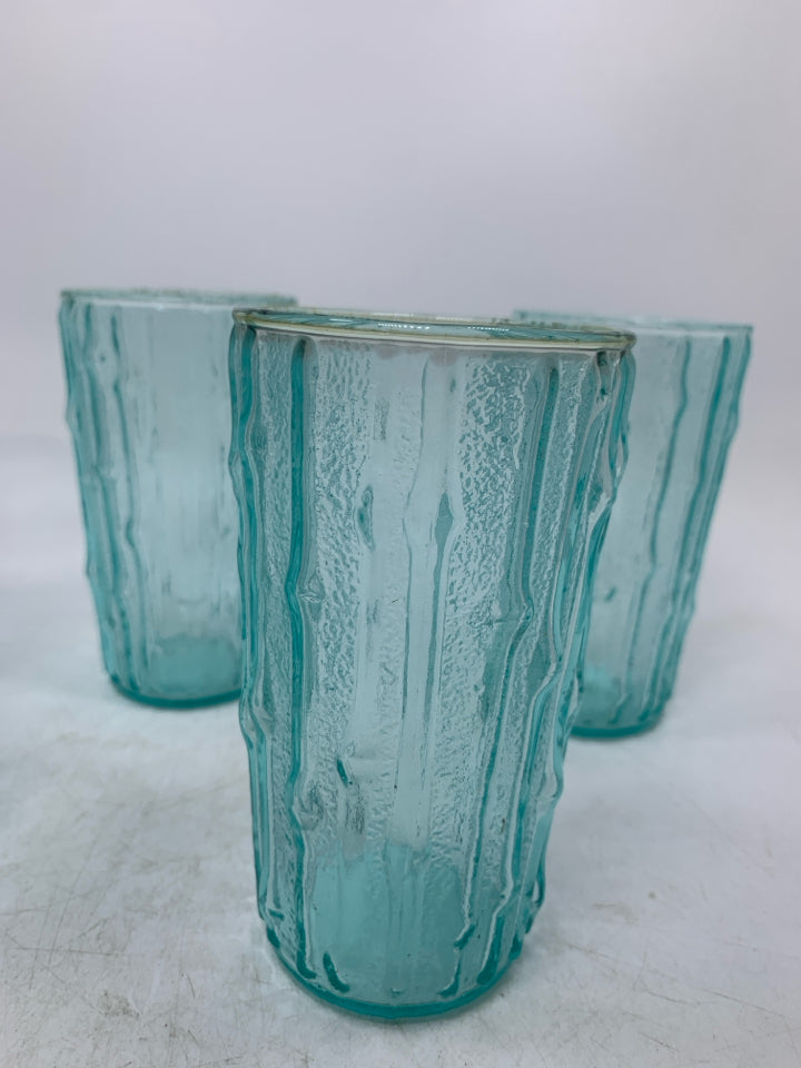 5 BAMBOO EMBOSSED SHORT TUMBLERS.