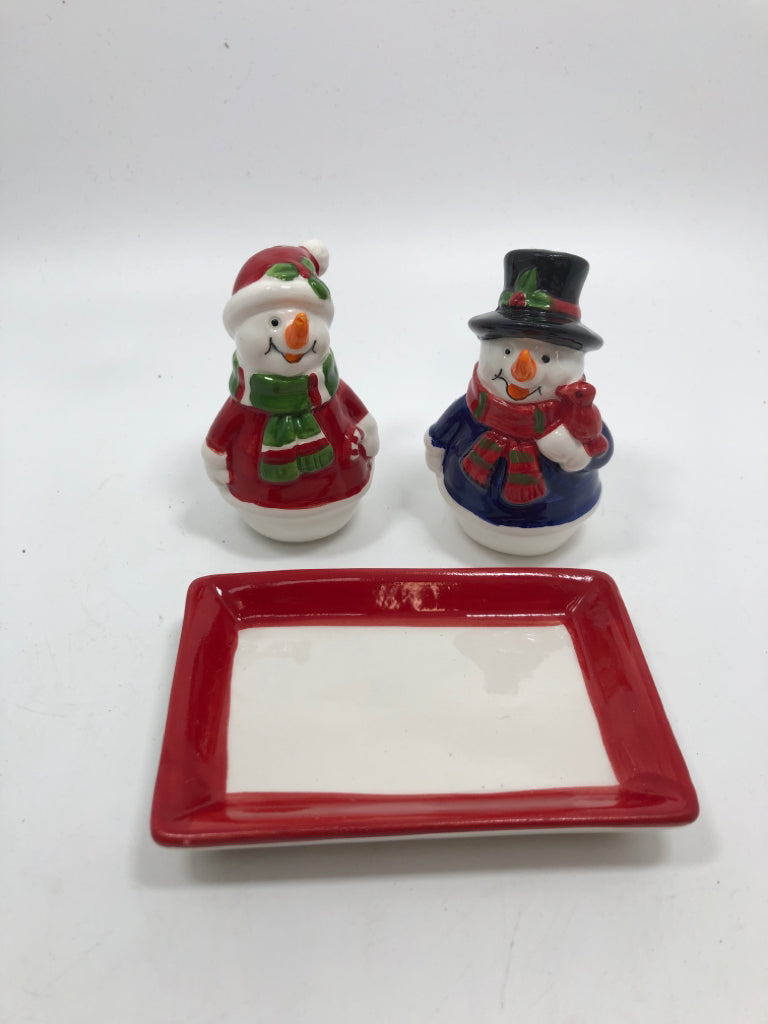 3PC SNOWMAN SALT & PEPPER