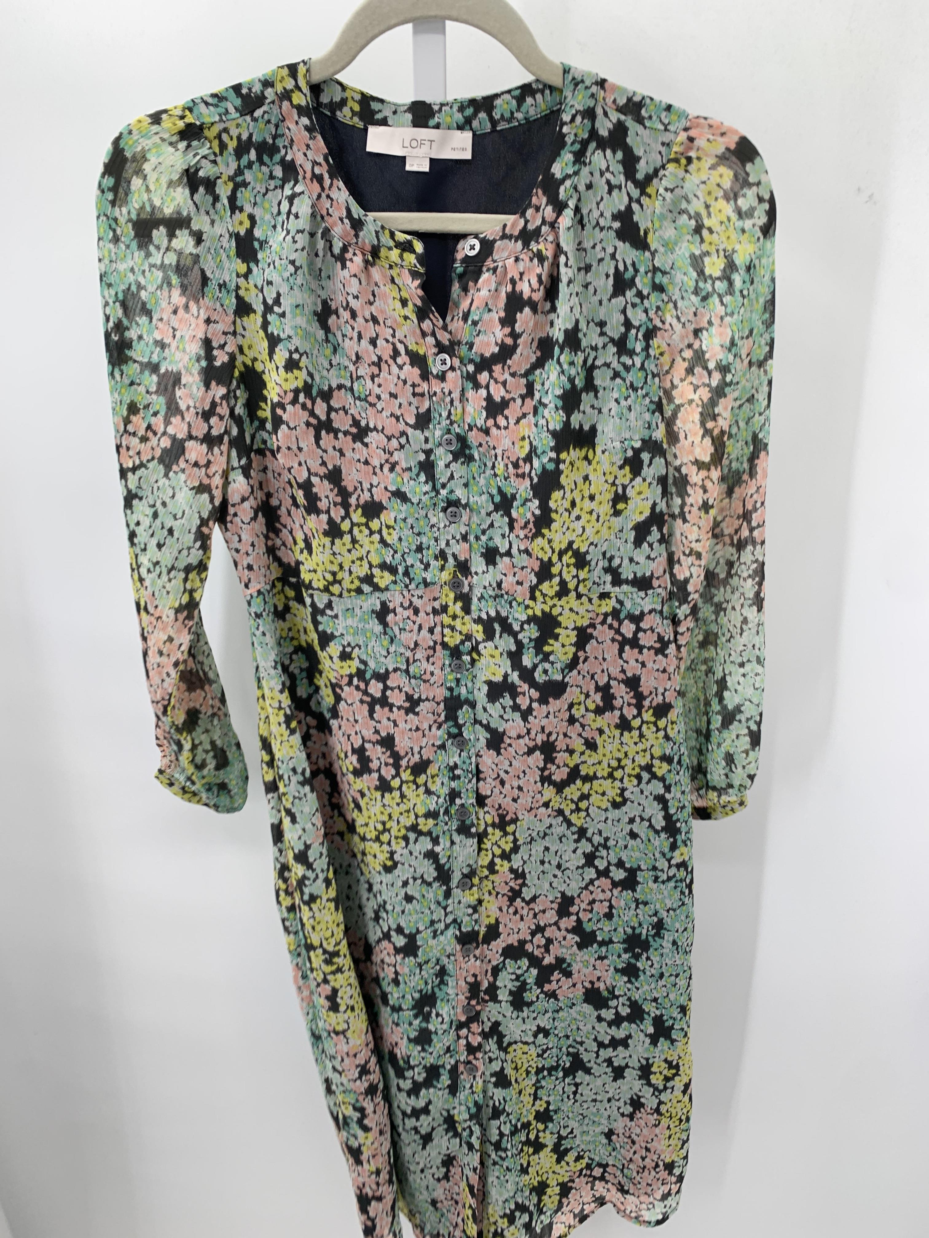 Loft Size 0 Petite Petite Long Sleeve Dress