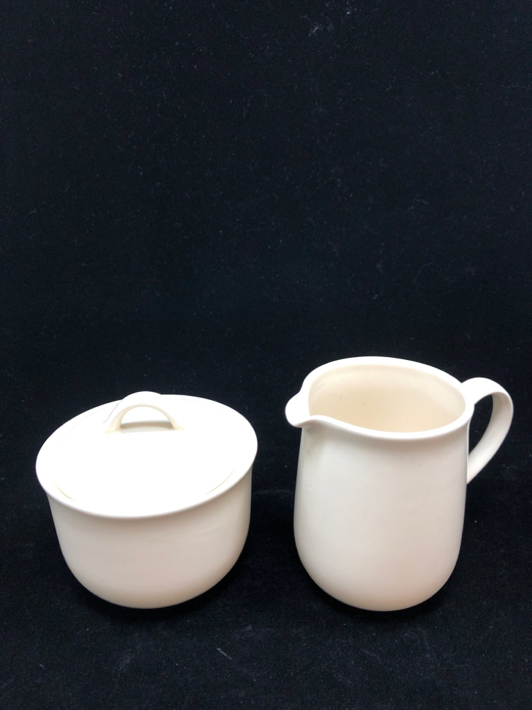 WHITE CREAM & SUGAR SET-CORNING.
