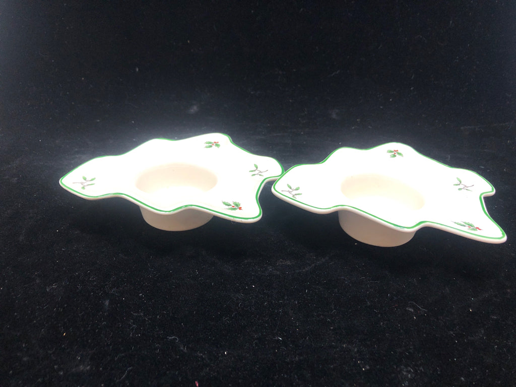 2 VTG SPODE CHRISTMAS TREE VOTIVE CANDLE HOLDERS.