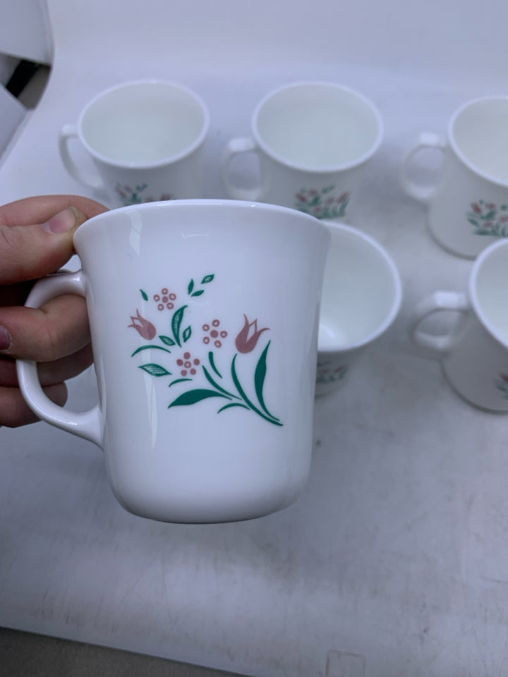 8 ROSEMAIRE PATTERN MUGS.