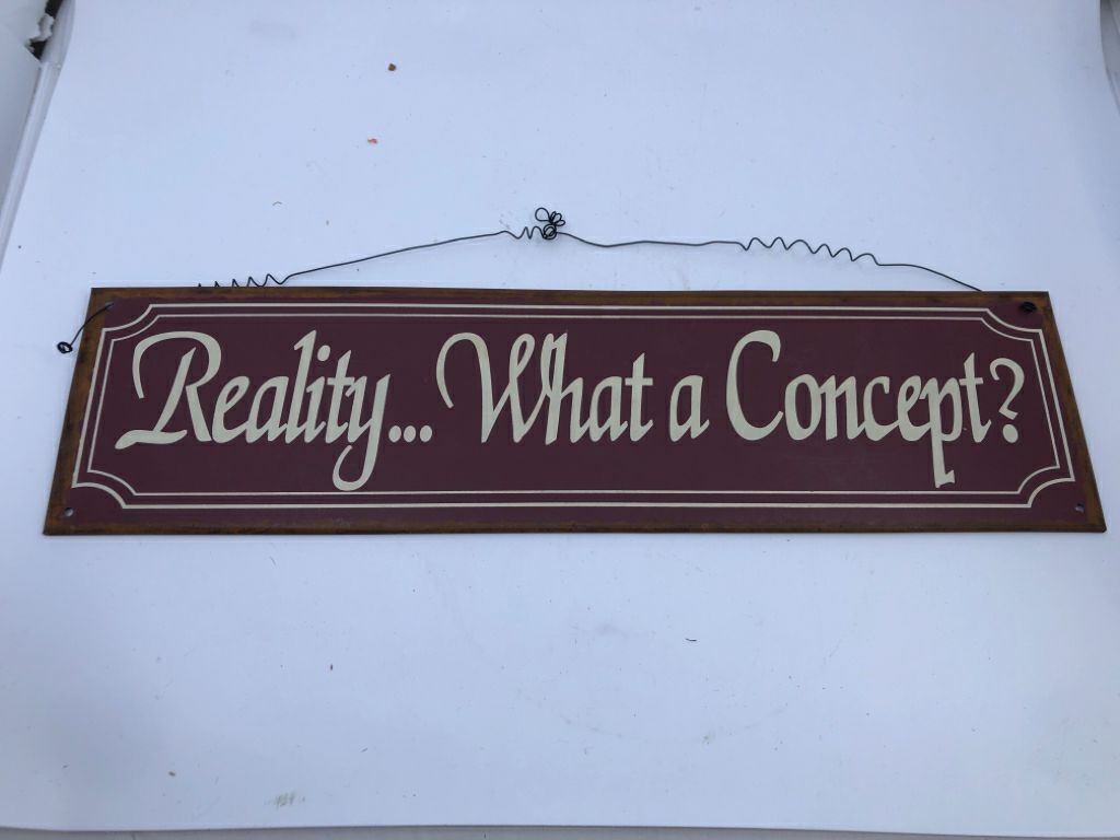 REALITY- WHAT A CONCEPT- METAL SIGN.