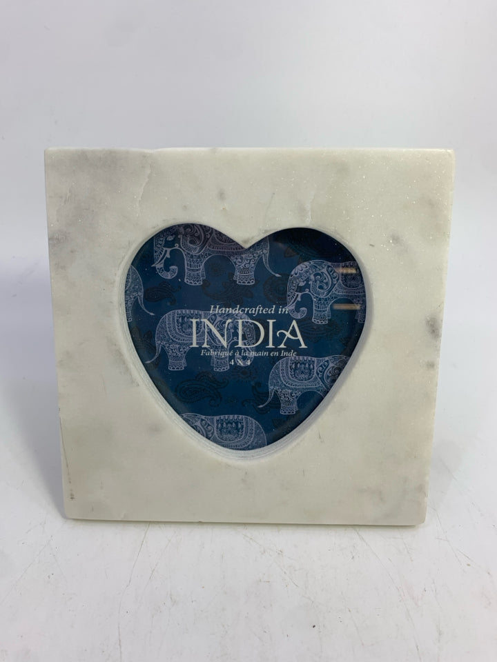 IVORY HEART SHAPED PICTURE FRAME.