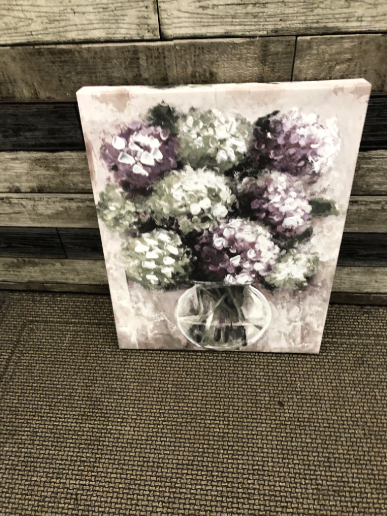 PURPLE FLORAL IN VASE CANVAS WALL ART.