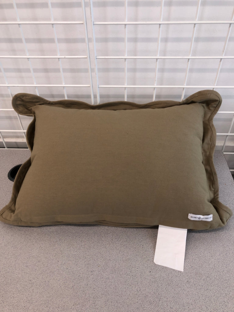 BROWN/WHITE STRIPED PILLOW.