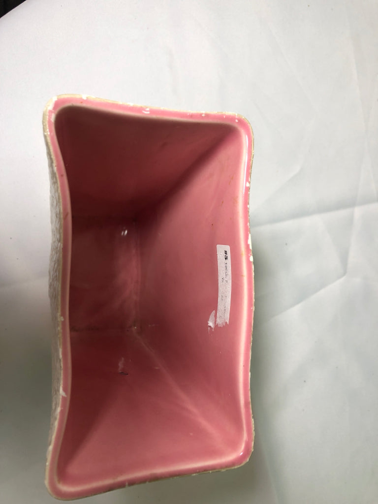 VTG CREAM AND PINK INSERT RECTANGLE PLANTER.