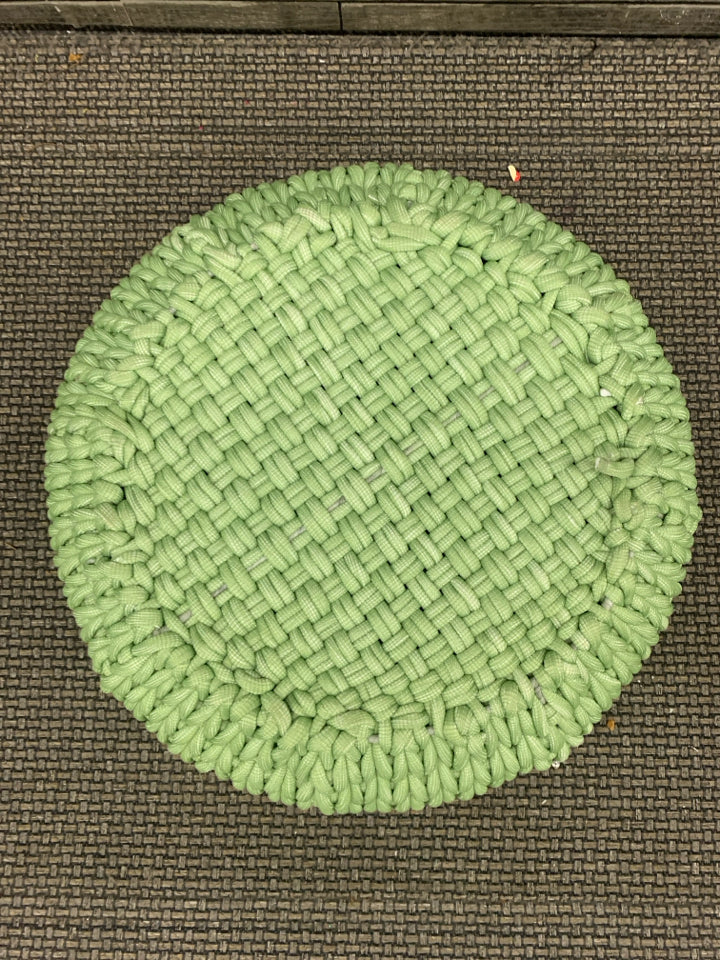 LARGE GREEN ROPE ROUND BASKET.