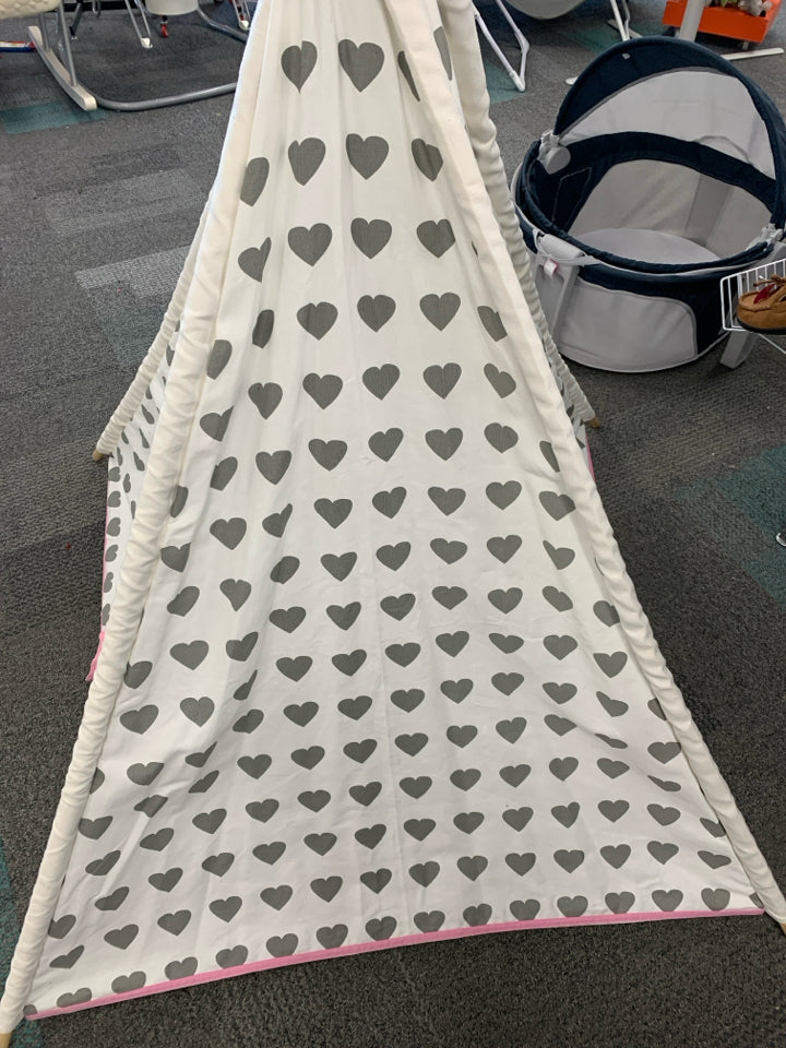 Heart Cotton canvas Teepee Play Tent