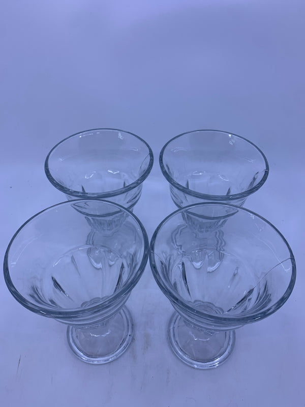 4 FOOTED SUNDAE GLASSES.