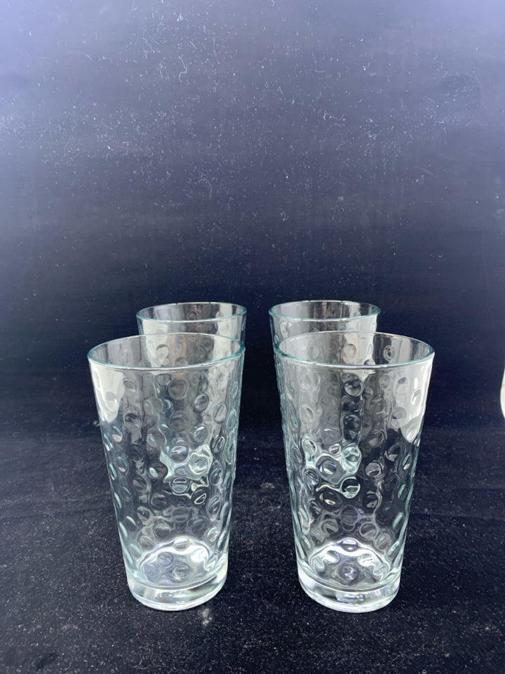 4 BUBBLE WATER GLASSES.