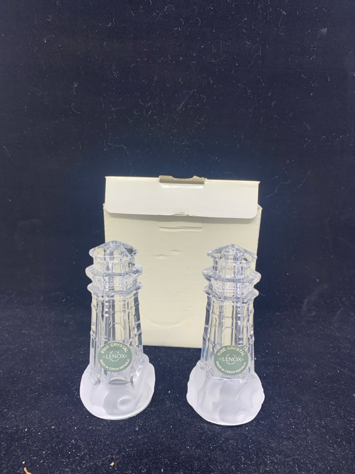 NIB LENOX CRYSTAL LIGHTHOUSE S/P SHAKERS.