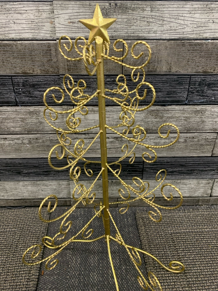 GOLD W/JEWELS METAL CHRISTMAS METAL TREE.