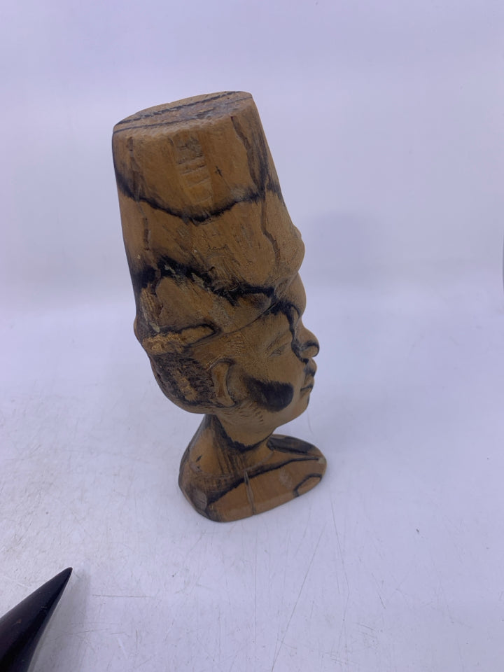 2-TONED WOOD CARVED FOLK ART HEAD/NECK.