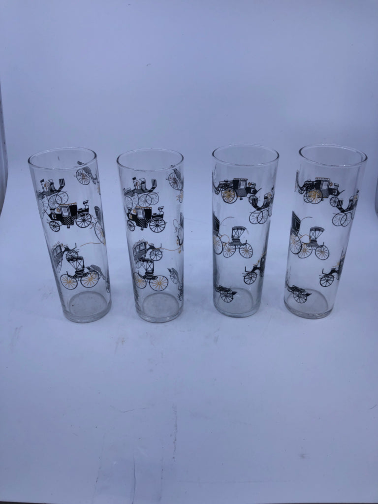 4 VTG ANTIQUE CAR GLASSES.