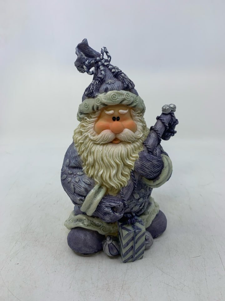 BLUE SANTA WITH CANDY CANE.
