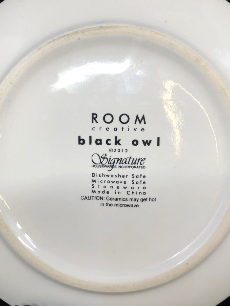 6 BLACK OWL APPETIZER PLATES.