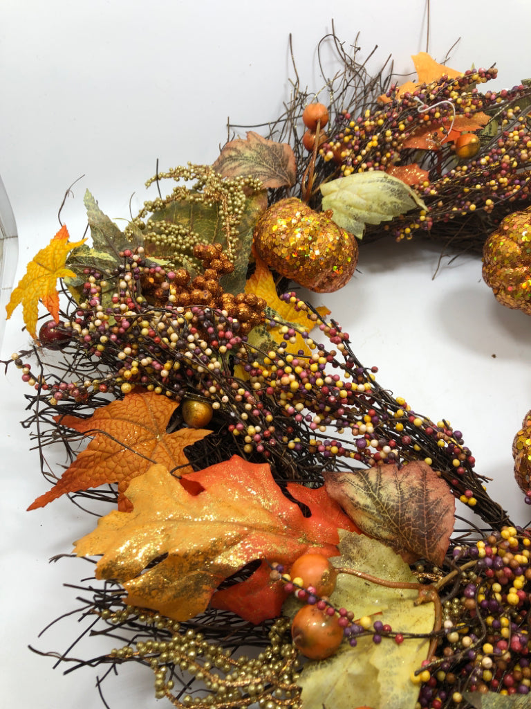FALL LEAVES TWIG WREATH.
