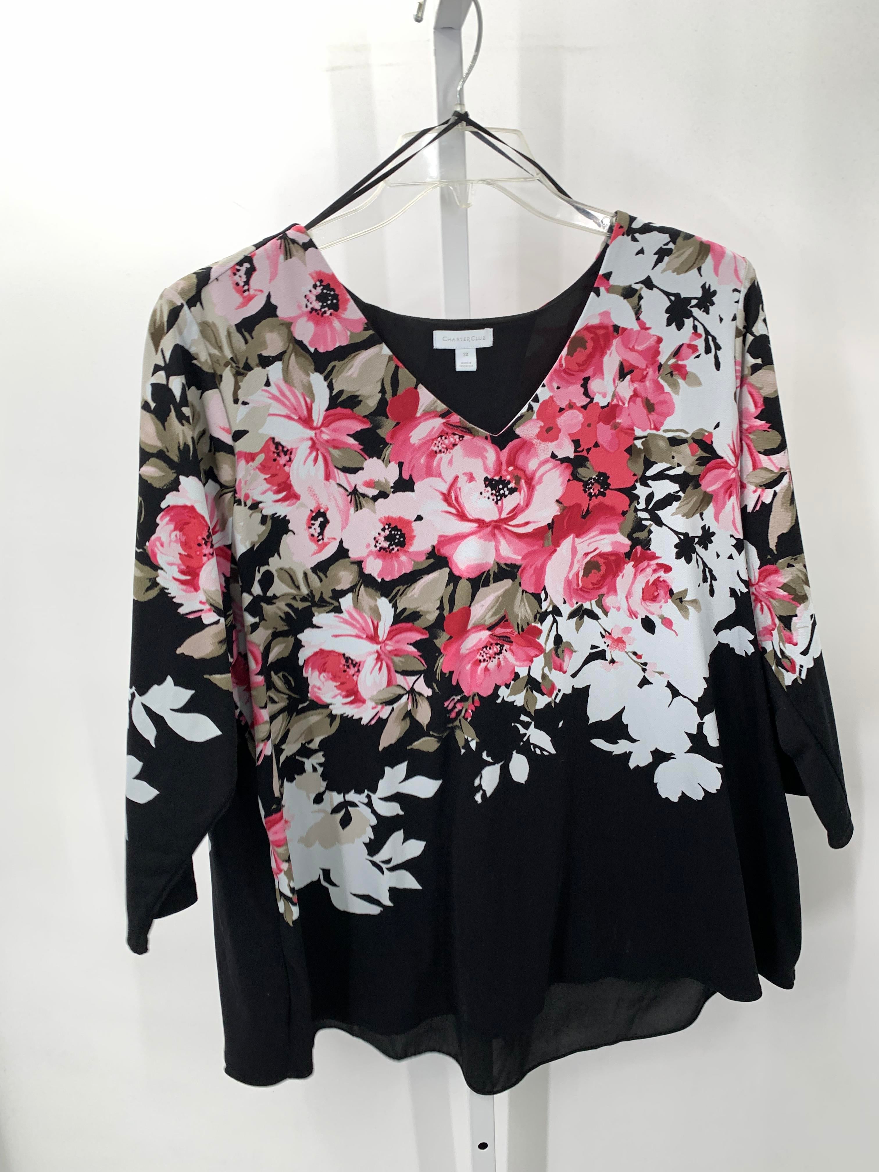 Charter Club Size 3X Womens 3/4 Sleeve Shirt